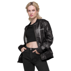 Leather Bomber Jacket - Image 3